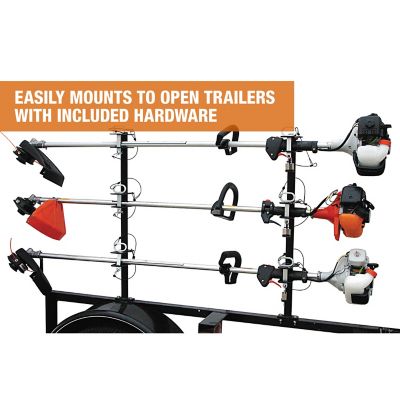 Image showing 6 th Buyers Products 3-Position Channel Style Lockable Steel Trimmer Rack for Open Landscape Trailers