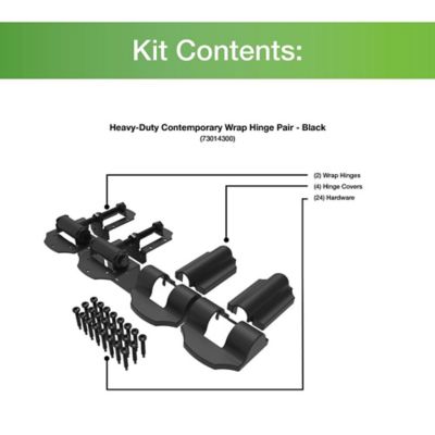 Image showing  Heavy-Duty Steel Contemporary Wrap Hinges, Black, 2 pc.