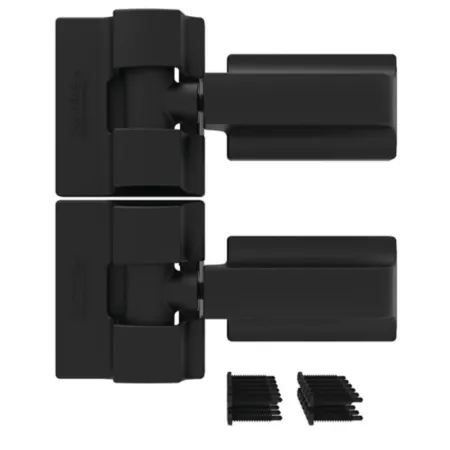 Barrette Outdoor Living Modern and Robust Wraparound Hinges Black Steel 2 Pieces Gate Hardware