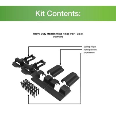 Image showing  Heavy-Duty Modern Wrap Hinges, Black, Steel, 2 pc.