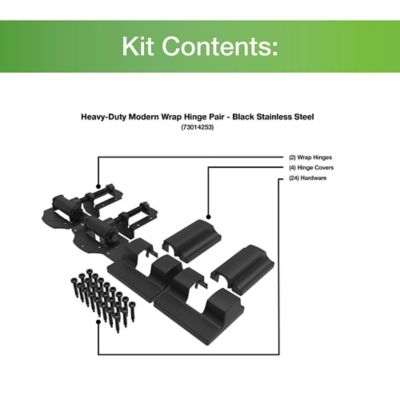Image showing  Heavy-Duty Modern Wrap Hinge, Black Stainless Steel, 2 pc.