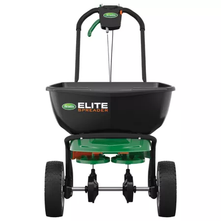 Scotts Elite 20 000 square foot capacity spreader for grass seed fertilizer salt and ice melt Broadcast Spreaders