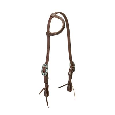 Weaver Leather Working Tack Sliding Ear Headstall with Rope Edge Hardware, Golden Chestnut