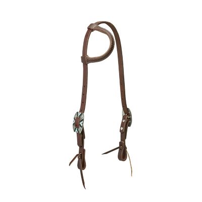 Weaver Equine Working Tack Sliding Ear Headstall with Rope Edge Hardware, Golden Chestnut