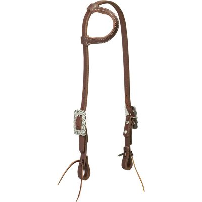 Weaver Equine Working Tack Sliding Ear Headstall with Scalloped Hardware, Golden Chestnut