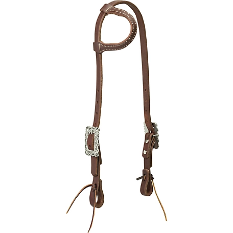 Weaver Leather Working Tack Sliding Ear Headstall with Scalloped Hardware, Golden Chestnut
