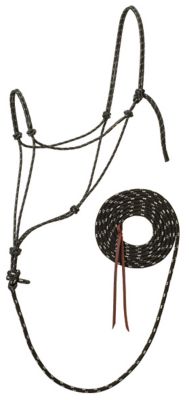 Silvertip Reflective Rope Horse Halter with 12 ft. Lead, Black