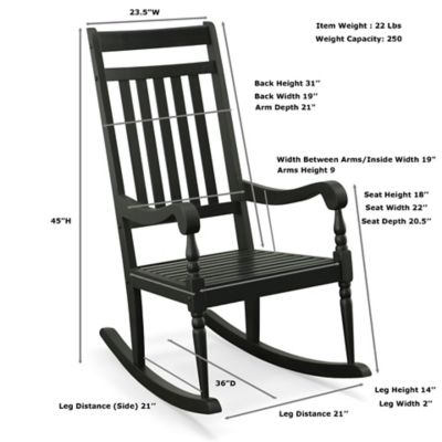 Image showing 6 th Carolina Chair & Table 36 in. Beaufort Porch Rocker