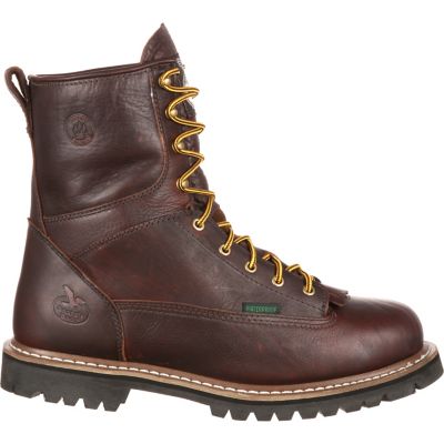 Image showing  Men's Round Toe Waterproof Logger Boots, 8 in., Chocolate