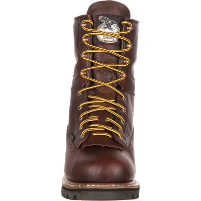 Image showing  Men's Round Toe Waterproof Logger Boots, 8 in., Chocolate
