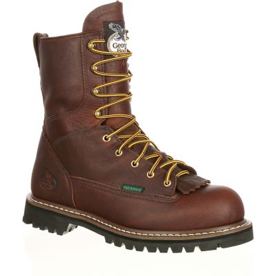 Georgia Boot Men's Chocolate Steel Waterproof Logger Boots, 8 in.