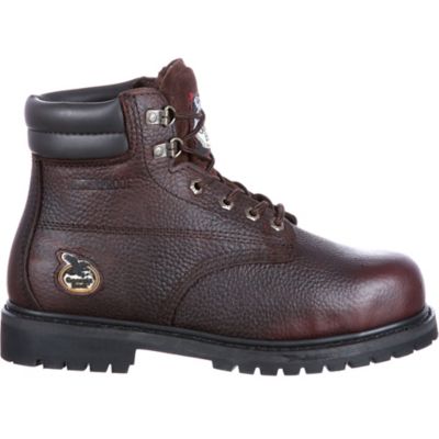 Image showing 1 th Georgia Boot Men's Steel Toe Brown Farm 'N Ranch Steel Waterproof Lace-Up Boots, 6 in.