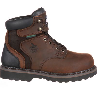 Image showing  Men's Brookville Round Toe Waterproof Lace-Up Shoes, 6 in., Dark Brown