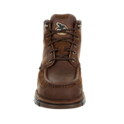 Image showing  Men's Moc Toe Athens Steel Waterproof Lace-Up Boots, 6 in., Brown