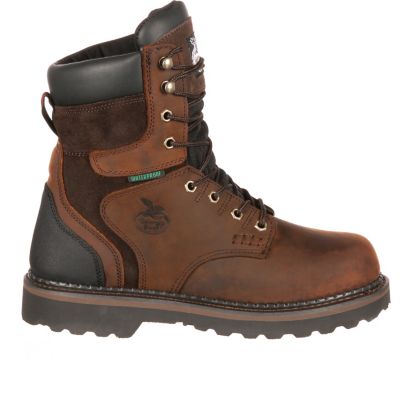 Image showing 1 th Georgia Boot Men's Brookville Round Toe Waterproof Lace-Up Work Boots, 8 in., Dark Brown