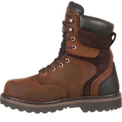 Image showing 5 th Georgia Boot Men's Brookville Round Toe Waterproof Lace-Up Work Boots, 8 in., Dark Brown