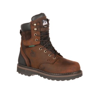 Georgia Boot Men's Steel Toe Brookville Waterproof Lace-Up Boots, 8 in., Dark Brown