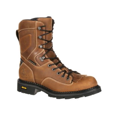 Georgia Boot Men's Crazy Horse Composite Toe Waterproof Logger Work Boots, 8 in.