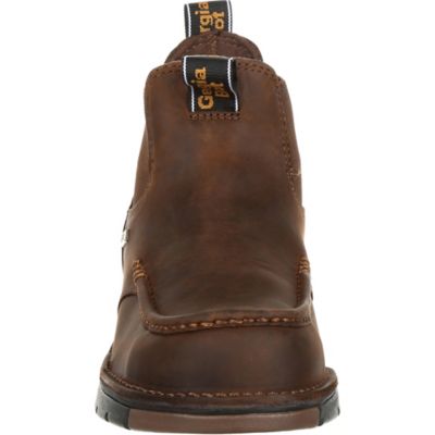 Image showing  Men's Athens Round Toe Waterproof Slip-On Work Boots, Dark Brown, 5 in.