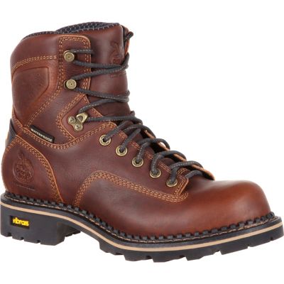 Georgia Boot Men's Waterproof Logger Work Boots, Dark Brown, 6 in., GB00163