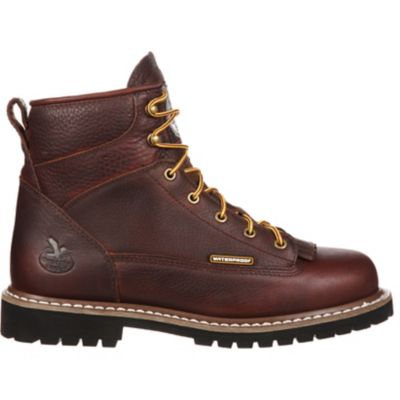 Image showing  Men's Lace-to-Toe Round Toe Waterproof Logger Work Boots, 6 in.