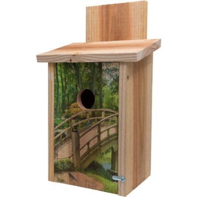 S&K Cedar Bluebird House with Decorative Bridge Design