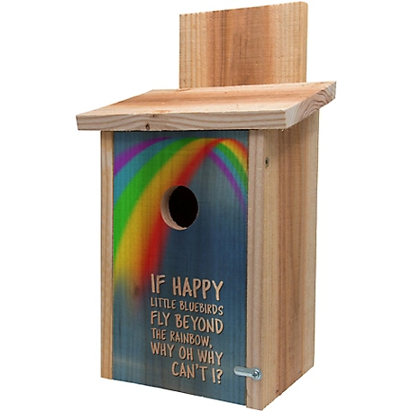 S&K Cedar Bluebird House with Decorative Rainbow Design