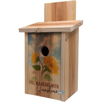 S&K Cedar Bluebird House with Decorative Sunflower Design, 10 in. x 9 in. x 21 in.