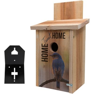 S&K Cedar Bluebird House with Home Tweet Home Design/T-Post Mount Combo