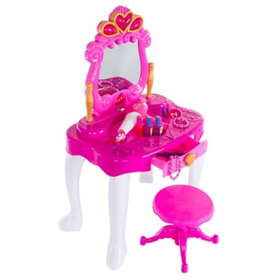 Hey! Play! Pretend Play Princess Vanity with Stool, Accessories, Lights, Sounds