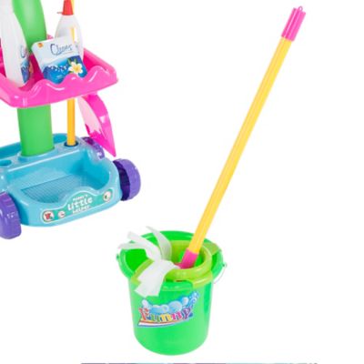 Image showing  Pretend Play Cleaning Set with Caddy on Wheels, 10 in. x 11.5 in. x 20.5 in.