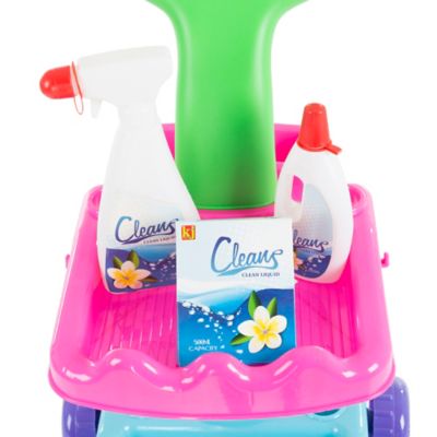 Image showing  Pretend Play Cleaning Set with Caddy on Wheels, 10 in. x 11.5 in. x 20.5 in.