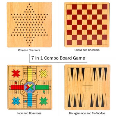 Image showing  7-in-1 Combo Game with Chess, Ludo, Chinese Checkers and More, For Ages 6+