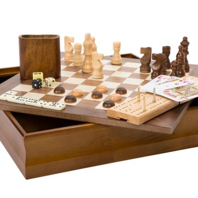 Hey! Play! 7-in-1 Classic Combo Game Set with Chess, Checkers, Cribbage and More