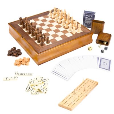 Image showing  7-in-1 Classic Combo Game Set with Chess, Checkers, Cribbage and More, 2 Players, For Ages 6+