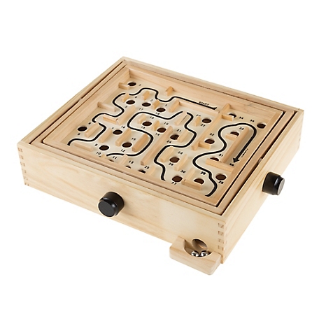 Hey! Play! Labyrinth Wooden Maze Game with 2 Steel Marbles Puzzle Game, For Kids and Adults