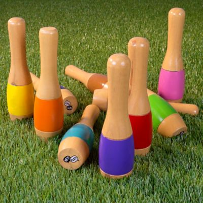 Image showing  8 in. Wooden Lawn Bowling Game, Indoor/Outdoor Toy, For Adults and Kids, Multicolor
