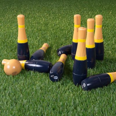 Image showing  8 in. Wooden Lawn Bowling Game, Indoor/Outdoor Toy, For Adults and Kids, Navy