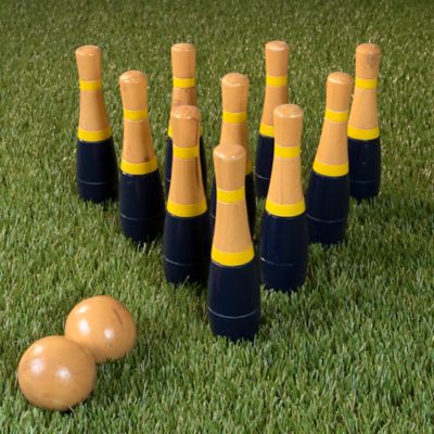 Image showing  8 in. Wooden Lawn Bowling Game, Indoor/Outdoor Toy, For Adults and Kids, Navy