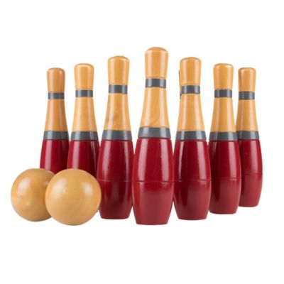 Hey! Play! 8 in. Wooden Lawn Bowling Game, Indoor/Outdoor Toy, For Adults and Kids