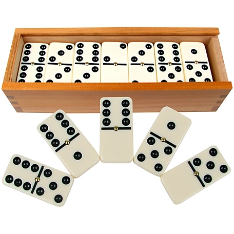 Hey! Play! Premium Double-Six Dominoes with Wood Case, 28-Pack