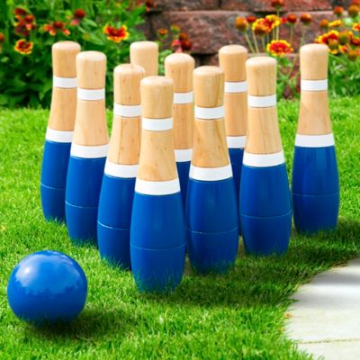 Hey! Play! 8 in. Wooden Lawn Bowling Set