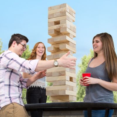 Hey! Play! Giant Wooden Blocks Tower Stacking Outdoors Yard Game