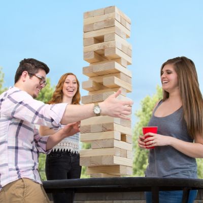 Hey! Play! Giant Wooden Blocks Tower Stacking Outdoors Yard Game -  M420010