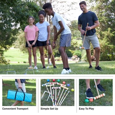 Image showing  Croquet Set Wooden Outdoor Deluxe Sports Set with Carrying Case