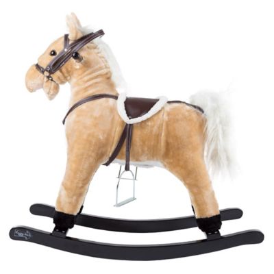 Image showing  Plush Rocking Horse Ride-On on Wooden Rockers with Sounds, 29 in. x 11 in. x 28 in.