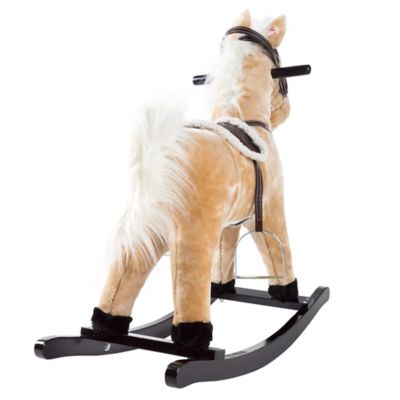 Image showing  Plush Rocking Horse Ride-On on Wooden Rockers with Sounds, 29 in. x 11 in. x 28 in.