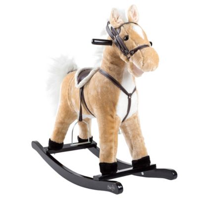 Image showing 5 th Happy Trails Plush Rocking Horse Ride-On on Wooden Rockers with Sounds, 29 in. x 11 in. x 28 in.