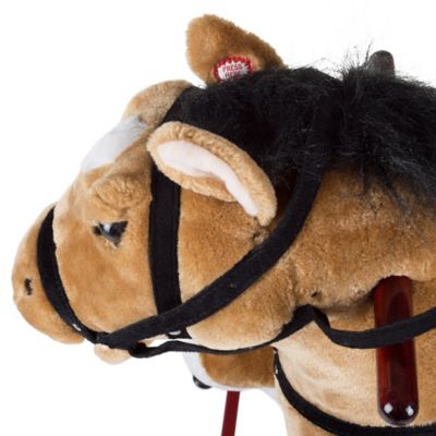 Image showing  Plush Rocking Horse Toy with Adjustable Foot Stirrups and Sounds, 65 lb. Capacity