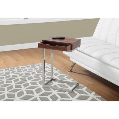 Monarch Specialties C-Shaped Metal Accent Table with Drawer